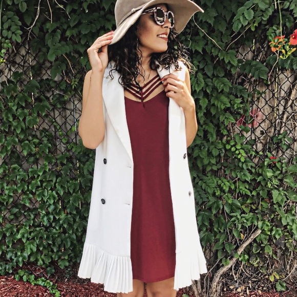 OFF WHITE DETAILED BUTTONED VEST DRESS - Picture 3 of 9